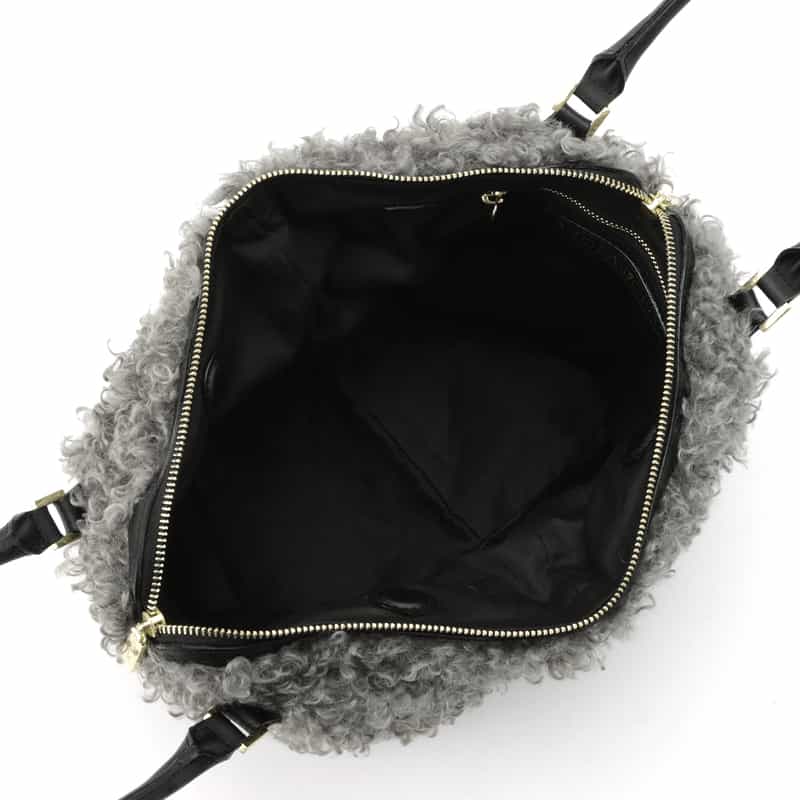 VIOLAD’ORO VIOLAD’ORO ＜ヴィオラドーロ＞ フェイクファー付き2WAYトートバッグ GRAY