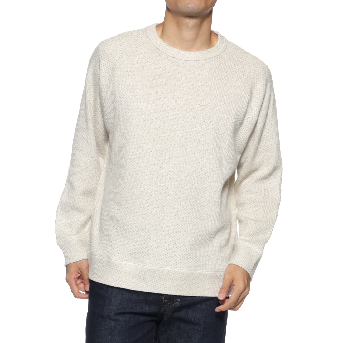 鹿の子素材クルーネックニットプルオーバー