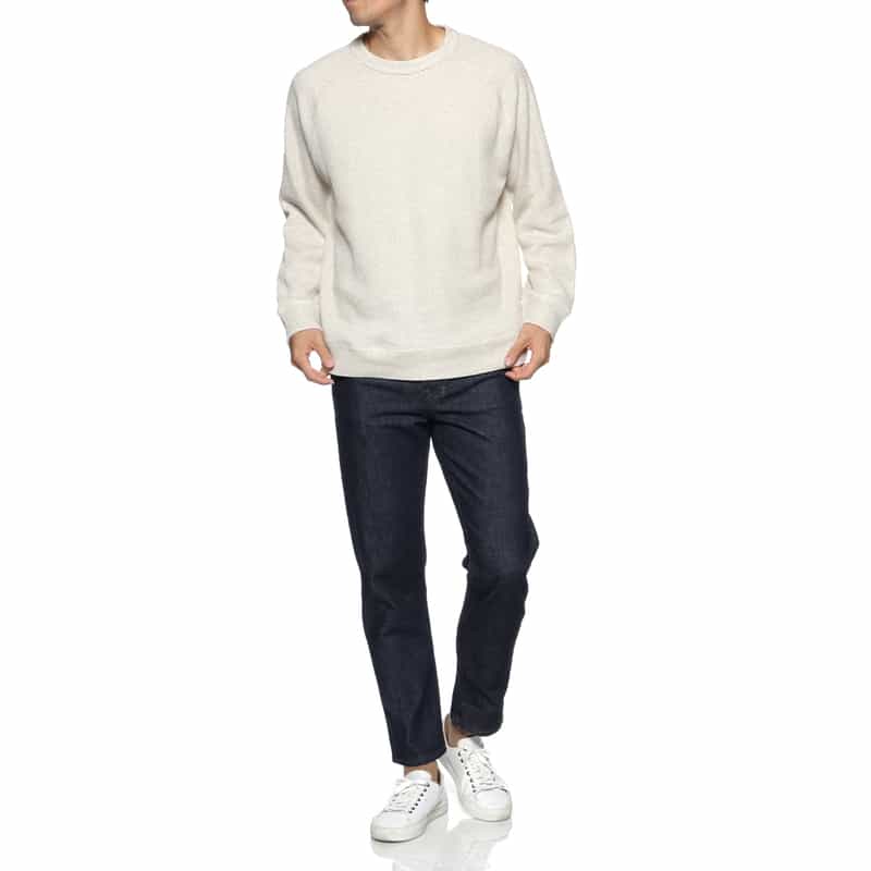 BARNEYS NEW YORK 鹿の子素材クルーネックニットプルオーバー WHITE