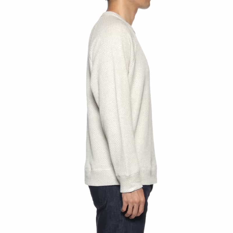 BARNEYS NEW YORK 鹿の子素材クルーネックニットプルオーバー WHITE