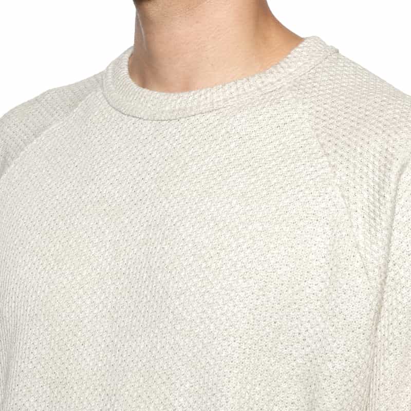 BARNEYS NEW YORK 鹿の子素材クルーネックニットプルオーバー WHITE