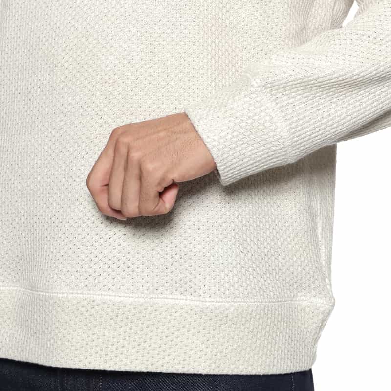 BARNEYS NEW YORK 鹿の子素材クルーネックニットプルオーバー WHITE