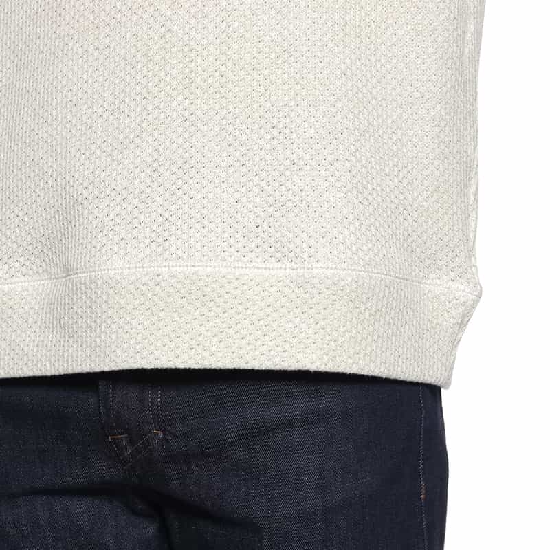 BARNEYS NEW YORK 鹿の子素材クルーネックニットプルオーバー WHITE