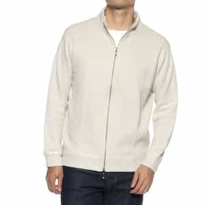 鹿の子素材ジップアップニットカーディガン