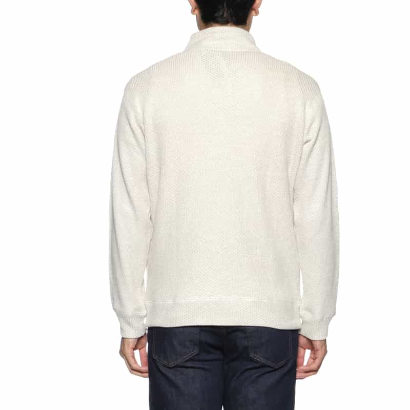 BARNEYS NEW YORK 鹿の子素材ジップアップニットカーディガン WHITE