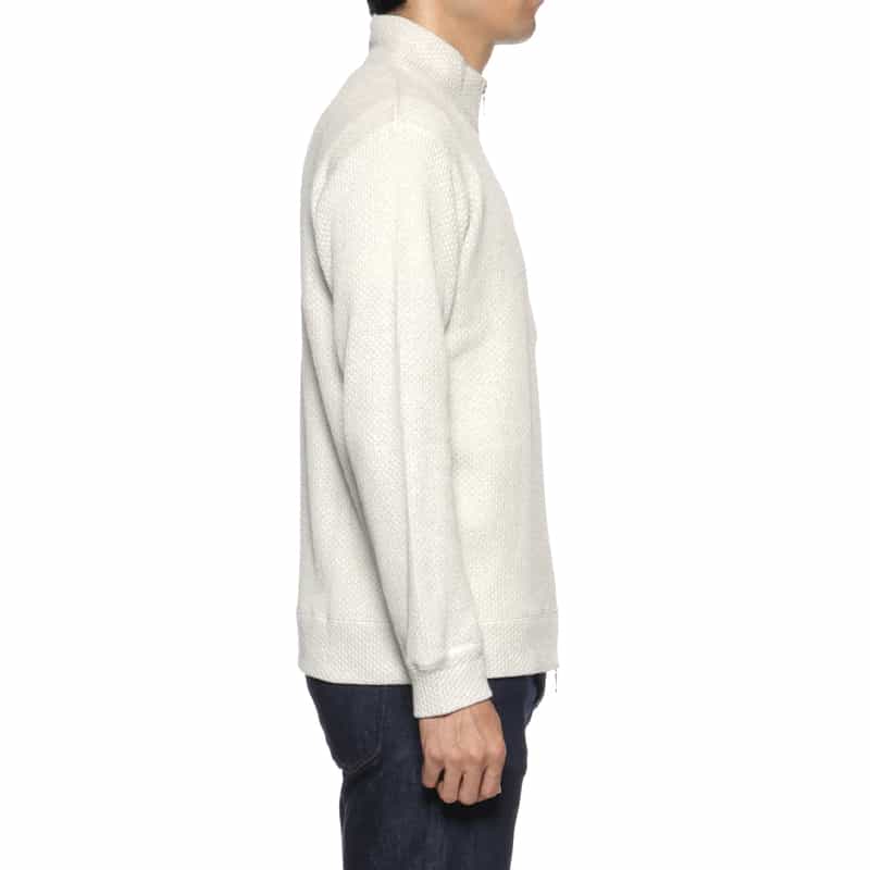 BARNEYS NEW YORK 鹿の子素材ジップアップニットカーディガン WHITE