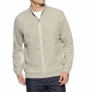 鹿の子素材ジップアップニットカーディガン