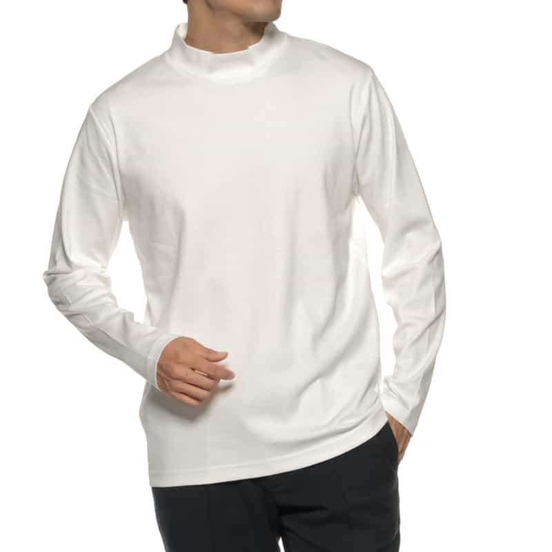 BARNEYS NEW YORK モックネックTシャツ WHITE