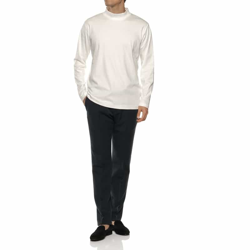 BARNEYS NEW YORK モックネックTシャツ WHITE