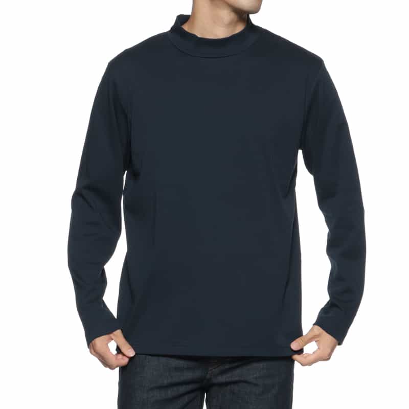 BARNEYS NEW YORK モックネックTシャツ NAVY