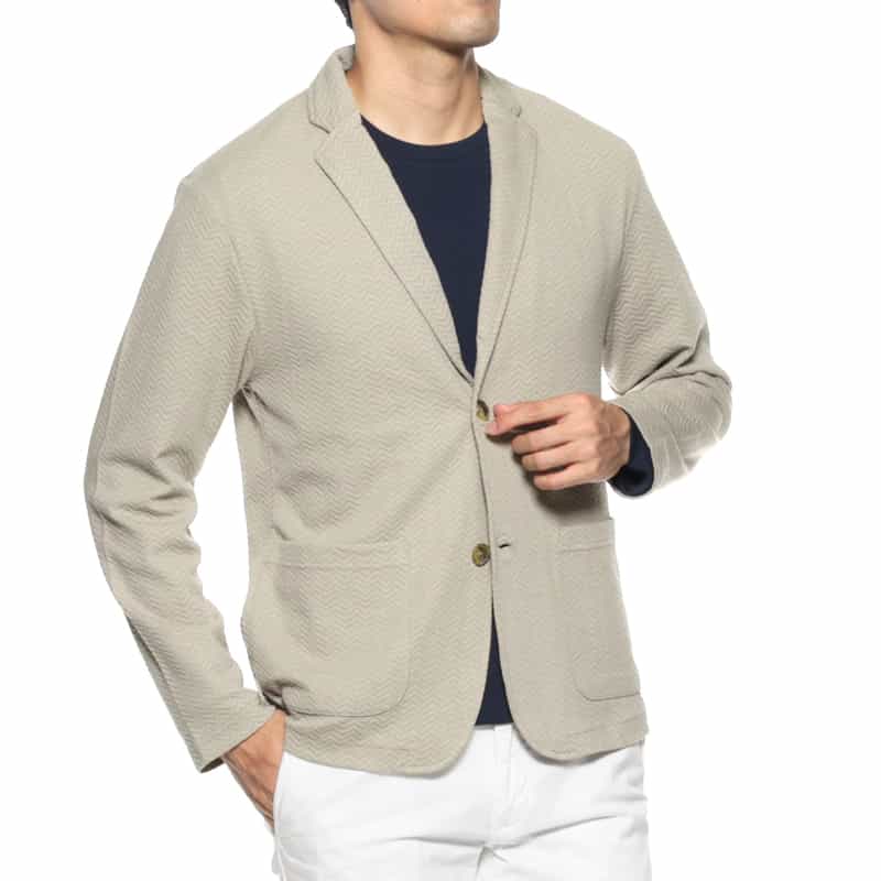 BARNEYS NEW YORK ヘリンボーン柄カットソージャケット BEIGE