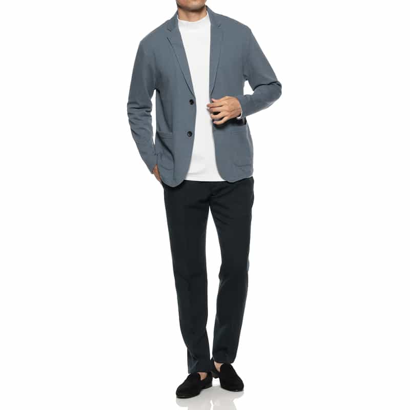 BARNEYS NEW YORK ヘリンボーン柄カットソージャケット BLUE