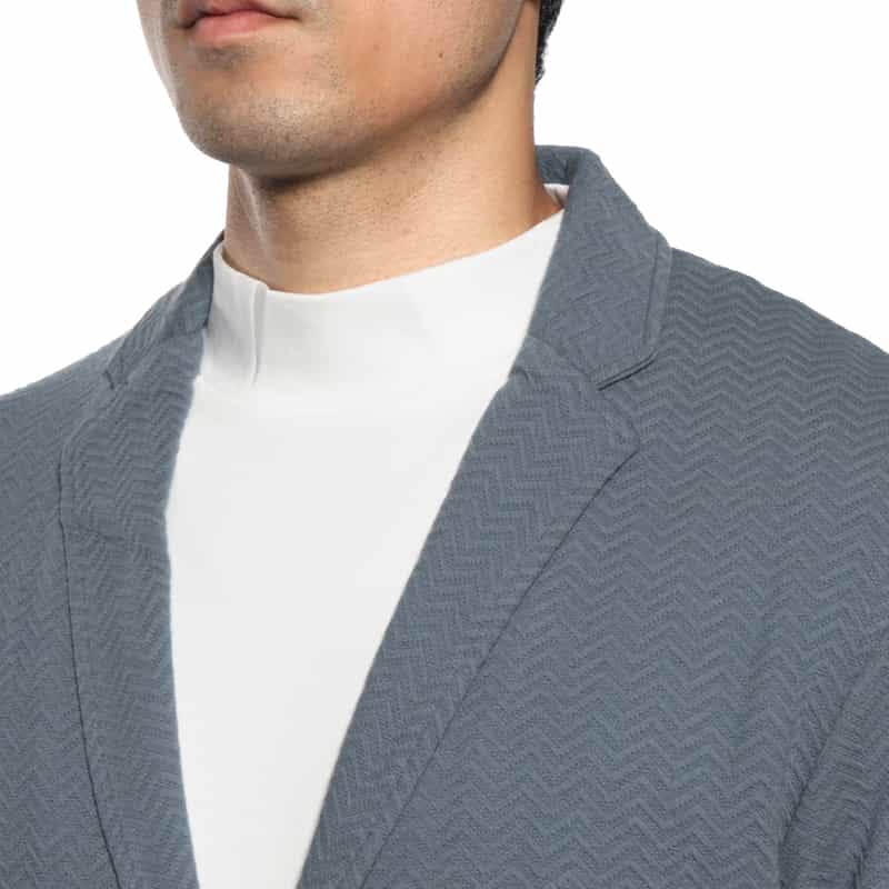 BARNEYS NEW YORK ヘリンボーン柄カットソージャケット BLUE