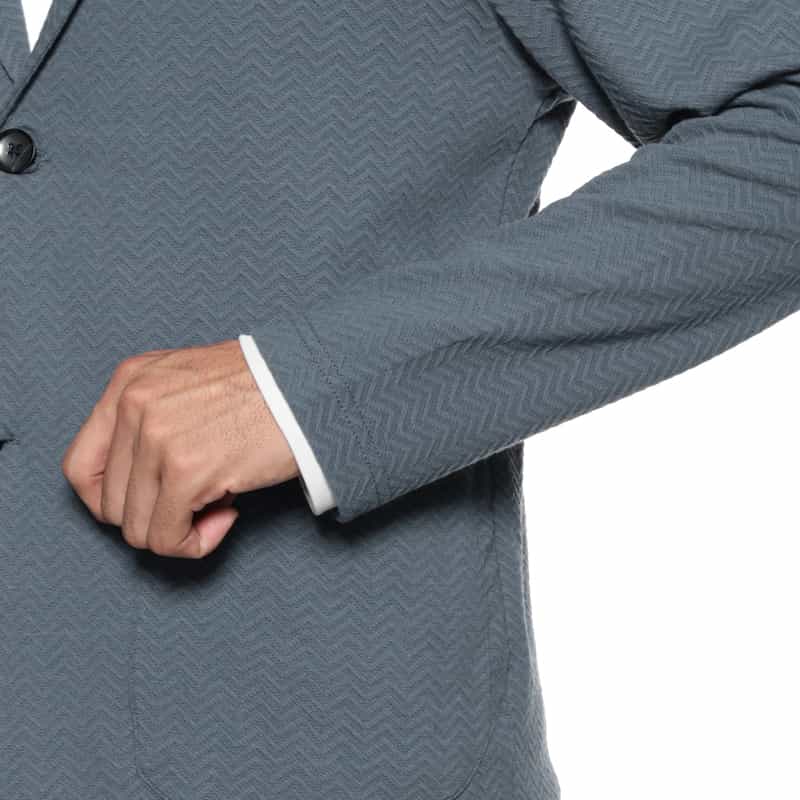 BARNEYS NEW YORK ヘリンボーン柄カットソージャケット BLUE