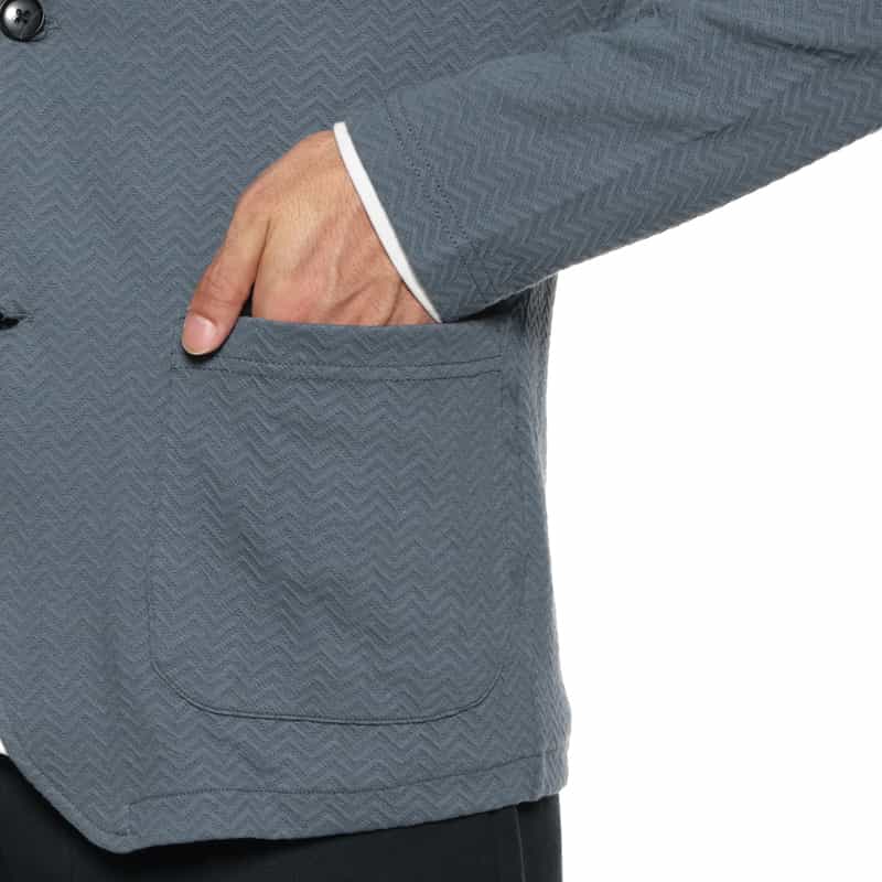 BARNEYS NEW YORK ヘリンボーン柄カットソージャケット BLUE