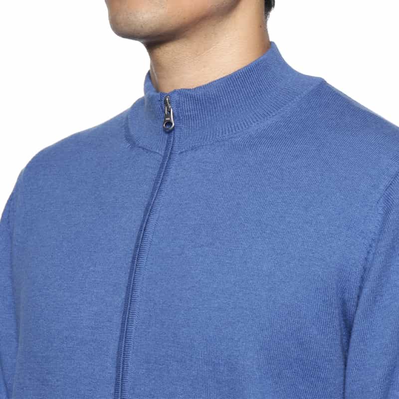 BARNEYS NEW YORK ハイゲージジップアップニットカーディガン BLUE