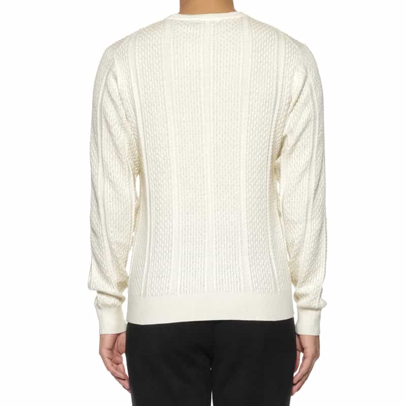 BARNEYS NEW YORK コットンカシミヤケーブルニットプルオーバー WHITE