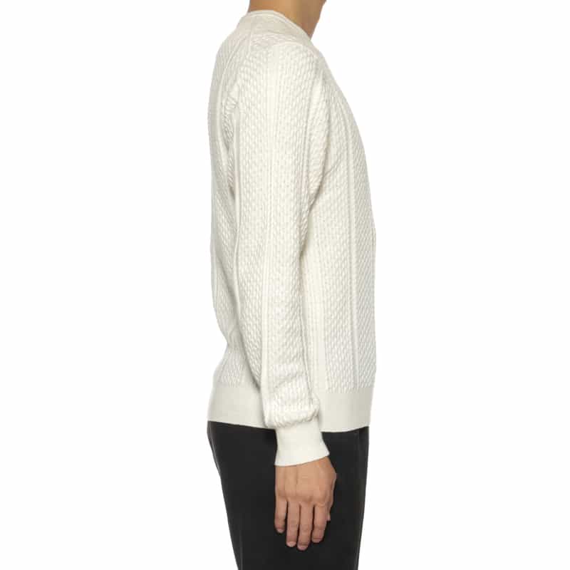 BARNEYS NEW YORK コットンカシミヤケーブルニットプルオーバー WHITE