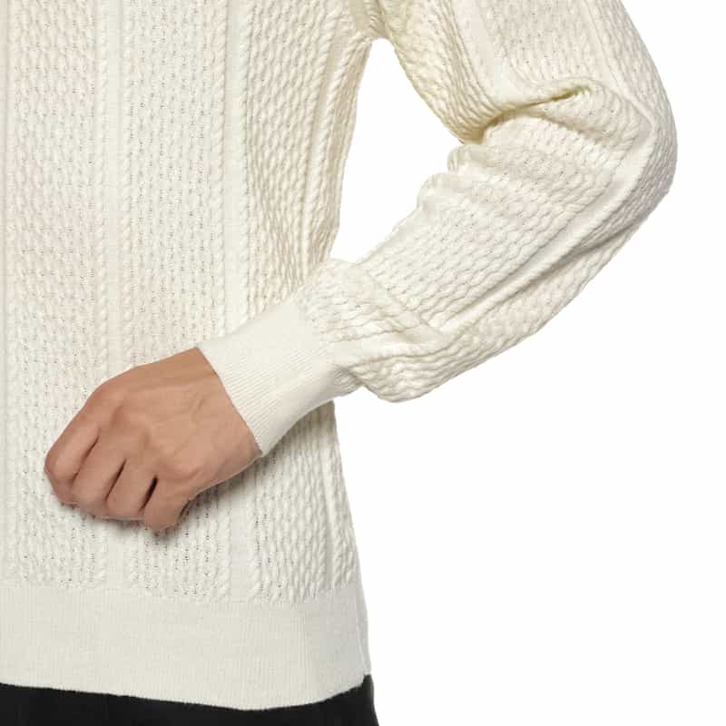 BARNEYS NEW YORK コットンカシミヤケーブルニットプルオーバー WHITE