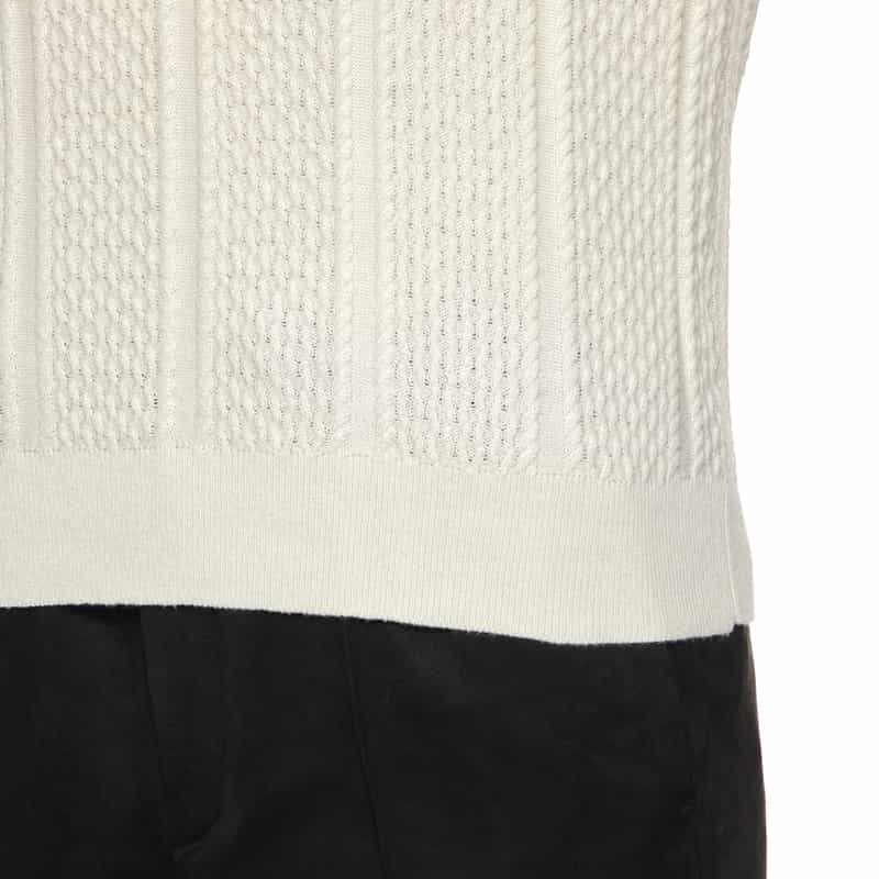 BARNEYS NEW YORK コットンカシミヤケーブルニットプルオーバー WHITE