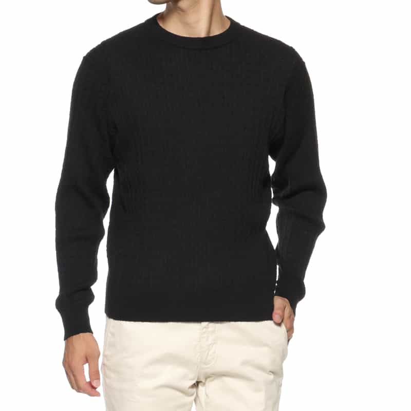 BARNEYS NEW YORK ウォッシャブル ケーブルニットプルオーバー BLACK