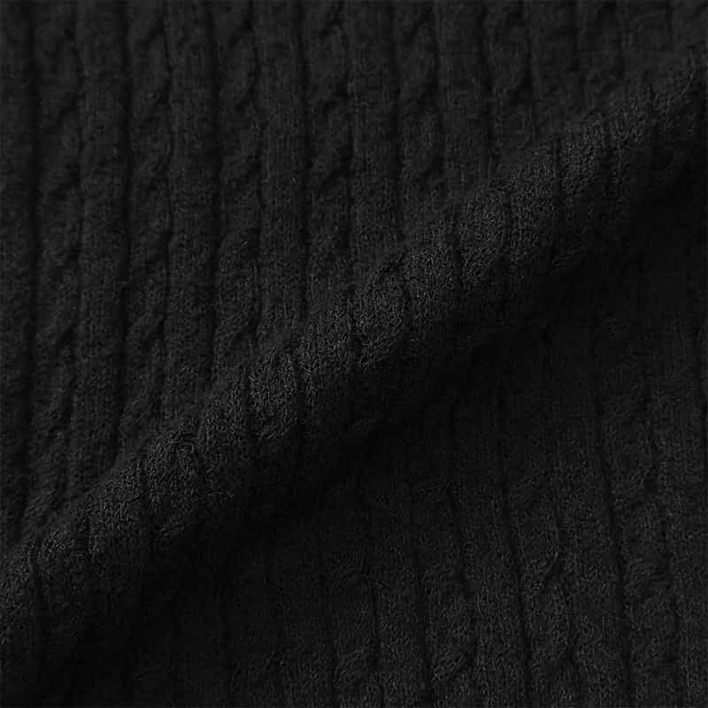 BARNEYS NEW YORK ウォッシャブル ケーブルニットプルオーバー BLACK