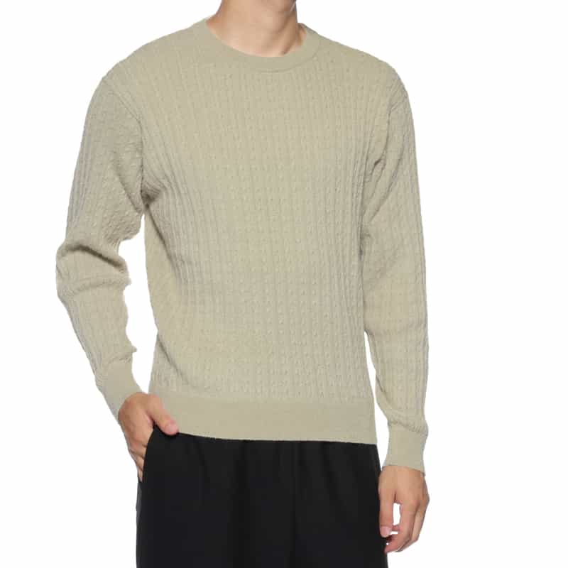 BARNEYS NEW YORK ウォッシャブル ケーブルニットプルオーバー GRAY