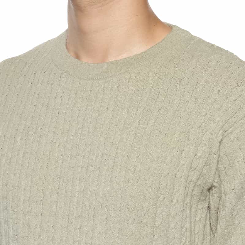 BARNEYS NEW YORK ウォッシャブル ケーブルニットプルオーバー GRAY