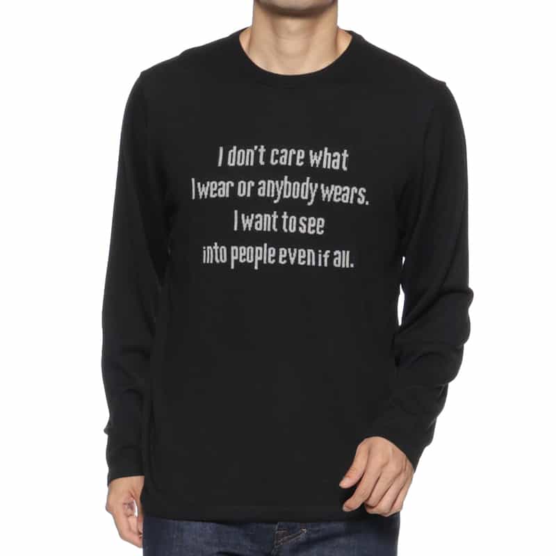 BARNEYS NEW YORK メッセージロゴ入りニットプルオーバー BLACK