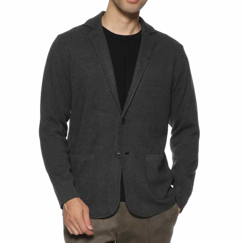 BARNEYS NEW YORK ミラノリブニットジャケット DARK GRAY