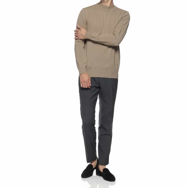 BARNEYS NEW YORK モックネックニットプルオーバー BEIGE
