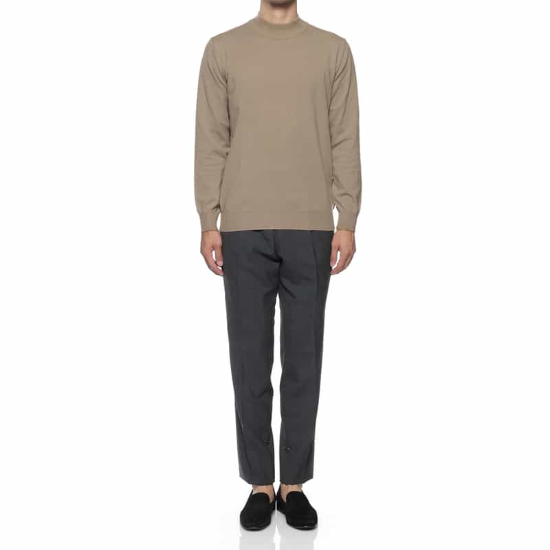 BARNEYS NEW YORK モックネックニットプルオーバー BEIGE