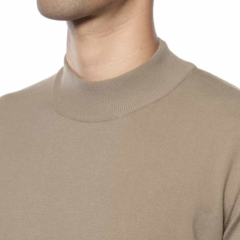 BARNEYS NEW YORK モックネックニットプルオーバー BEIGE