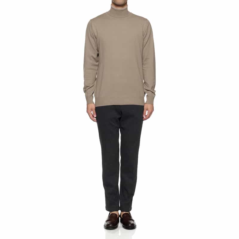 BARNEYS NEW YORK ウォッシャブル タートルネックニットプルオーバー BEIGE