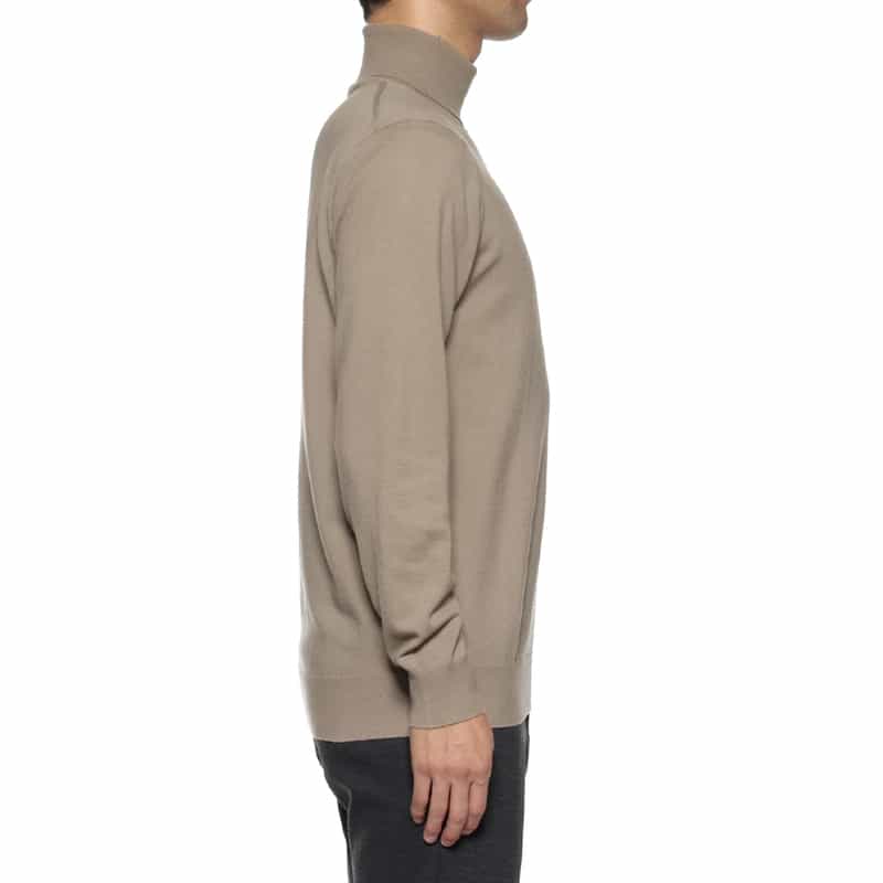 BARNEYS NEW YORK ウォッシャブル タートルネックニットプルオーバー BEIGE
