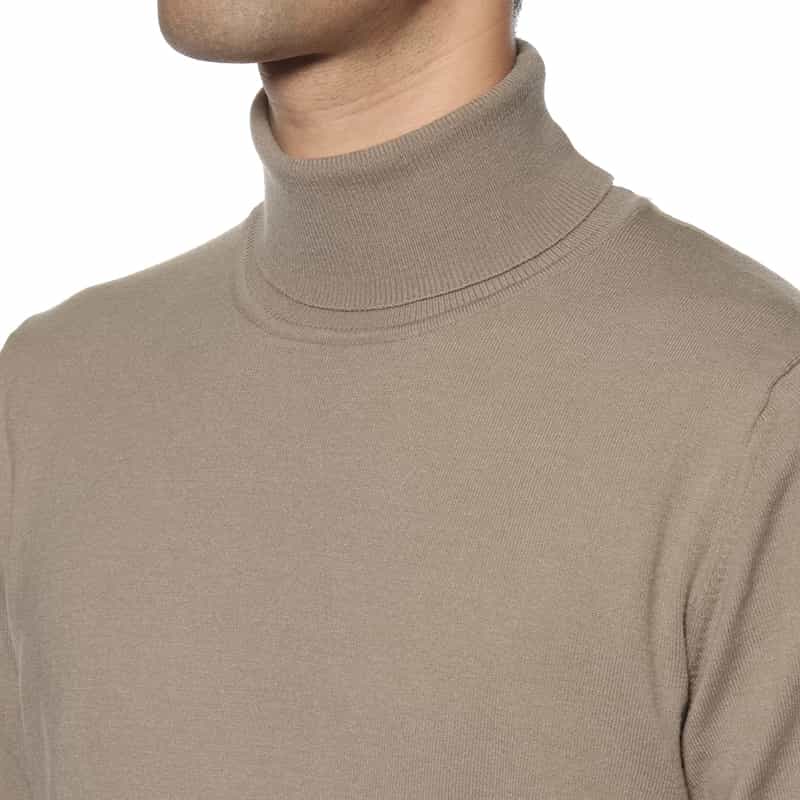 BARNEYS NEW YORK ウォッシャブル タートルネックニットプルオーバー BEIGE