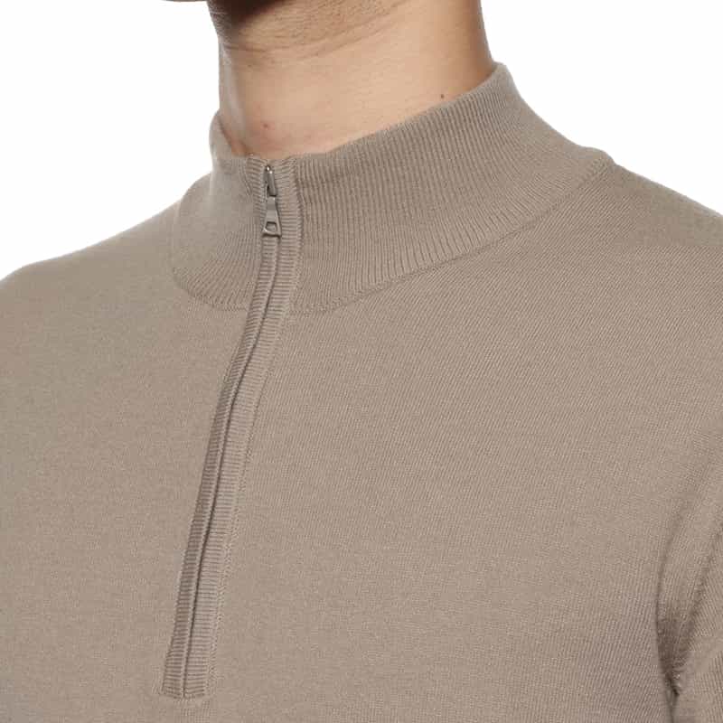 BARNEYS NEW YORK ウォッシャブル ハーフジップニットプルオーバー BEIGE