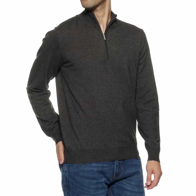 ウォッシャブル ハーフジップニットプルオーバー