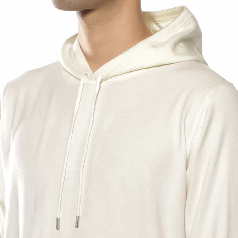 BARNEYS NEW YORK フード付ニットプルオーバー WHITE