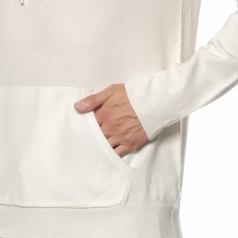 BARNEYS NEW YORK フード付ニットプルオーバー WHITE