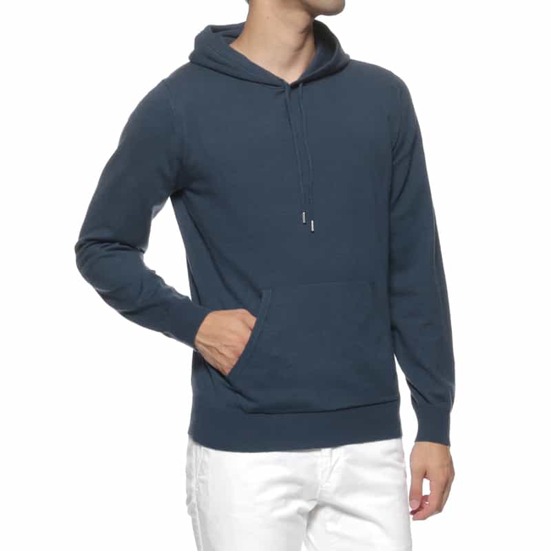 フード付ニットプルオーバー