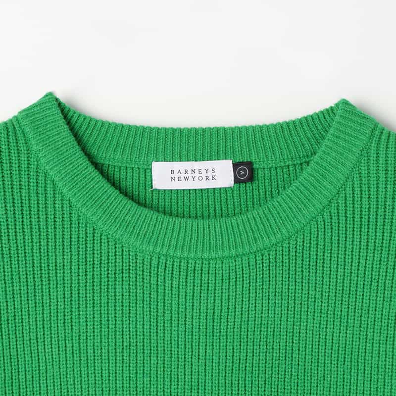 BARNEYS NEW YORK ウォッシャブル クルーネックニットプルオーバー GREEN
