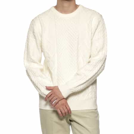 ウォッシャブル ケーブル編みニットプルオーバー