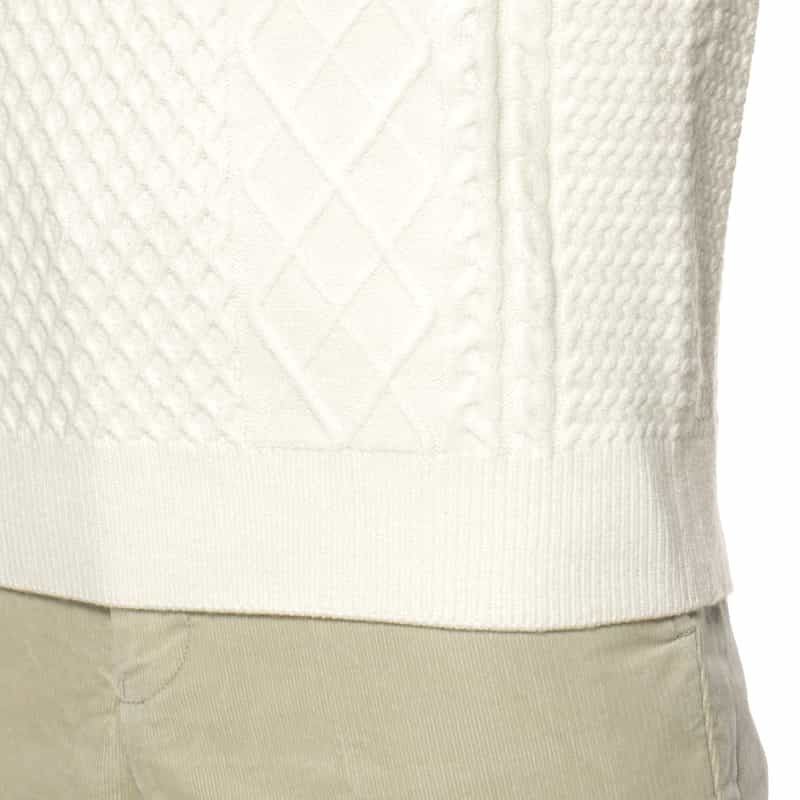 BARNEYS NEW YORK ウォッシャブル ケーブル編みニットプルオーバー WHITE