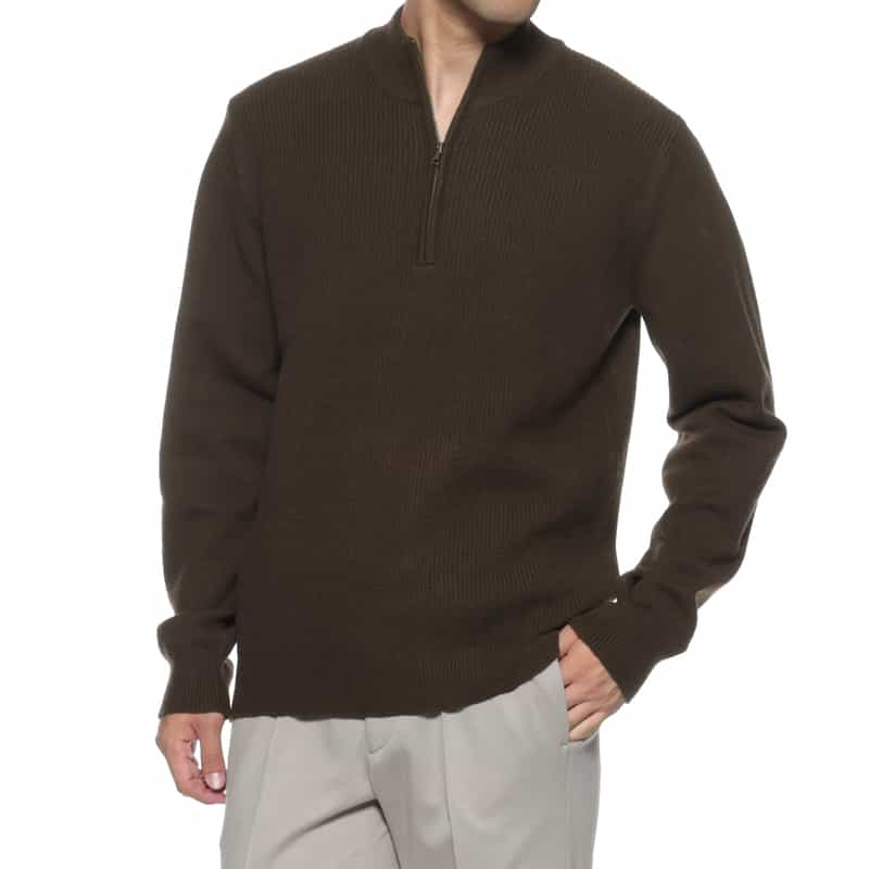 ウォッシャブル ハーフジップニットプルオーバー