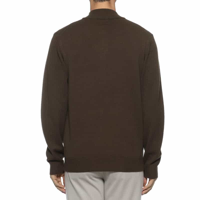 BARNEYS NEW YORK ウォッシャブル ハーフジップニットプルオーバー BROWN