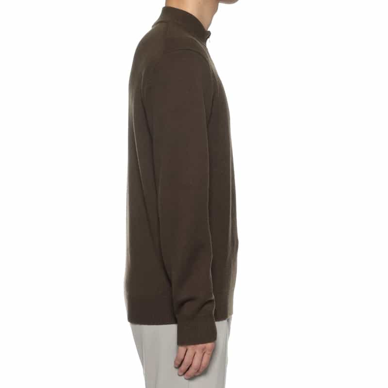 BARNEYS NEW YORK ウォッシャブル ハーフジップニットプルオーバー BROWN