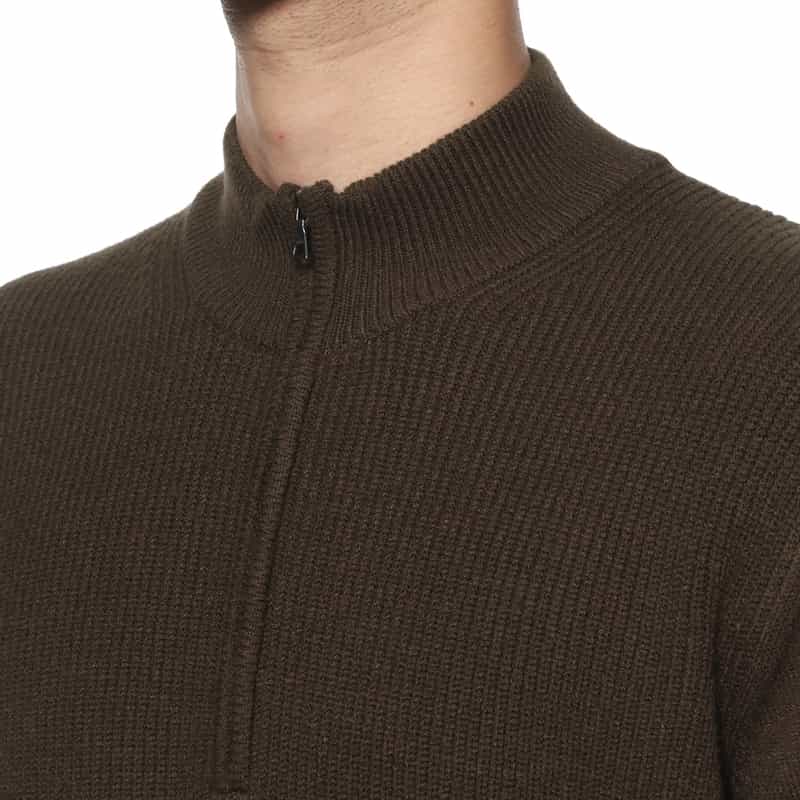 BARNEYS NEW YORK ウォッシャブル ハーフジップニットプルオーバー BROWN