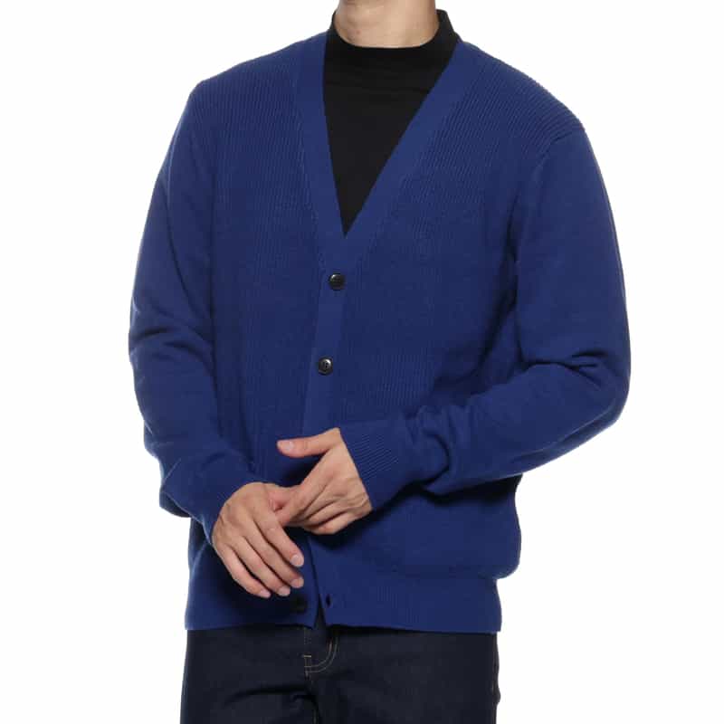 BARNEYS NEW YORK ウォッシャブル Vネックニットカーディガン BLUE