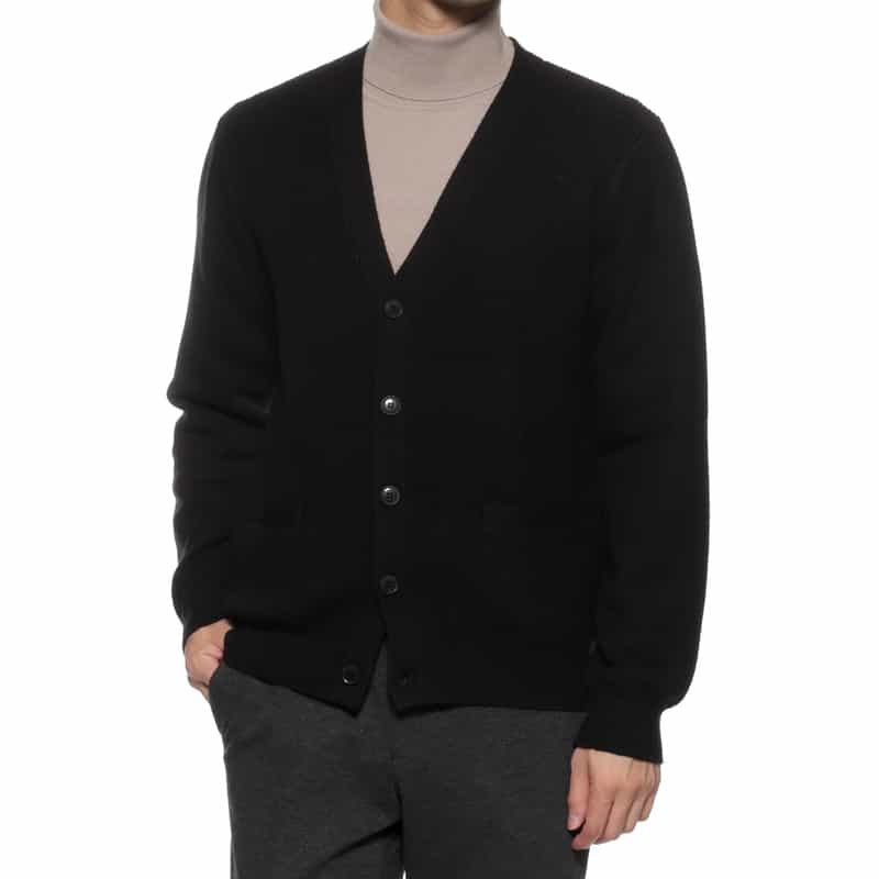 BARNEYS NEW YORK ウォッシャブル Vネックニットカーディガン BLACK